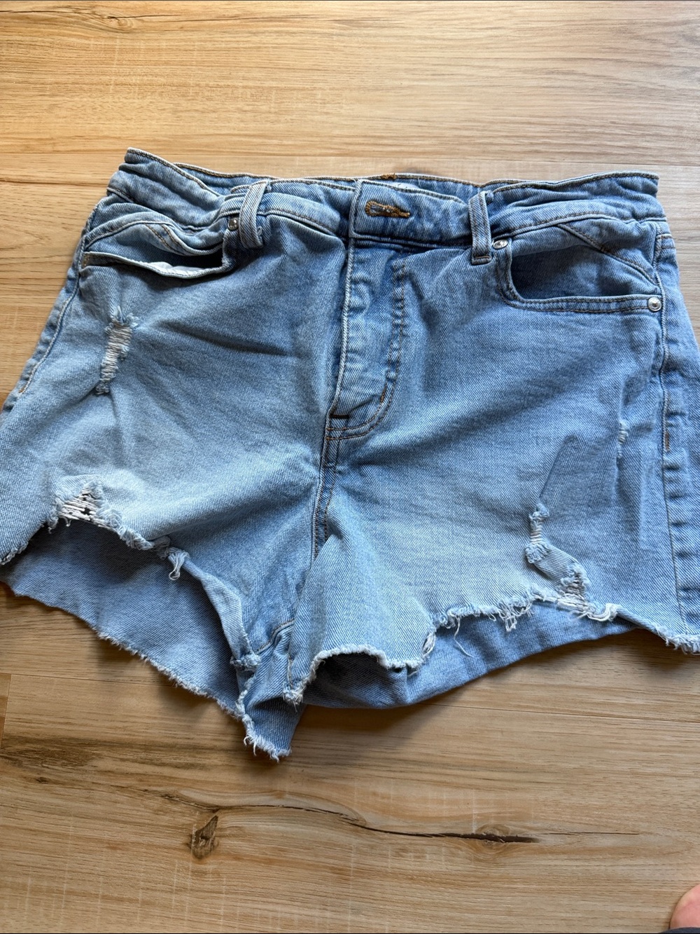 sofia by sofia vergara Light Wash Distressed Denim Shorts